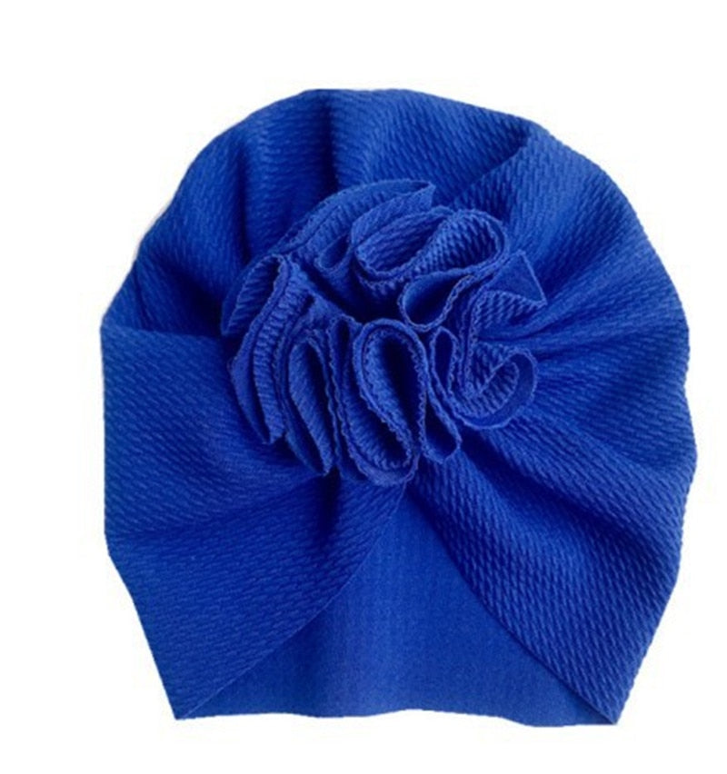Lovely Flower Baby Turban Hat. Ruffled, soft texture for Infant, Newborn Baby, and Toddler Cap Bonnet Headwraps