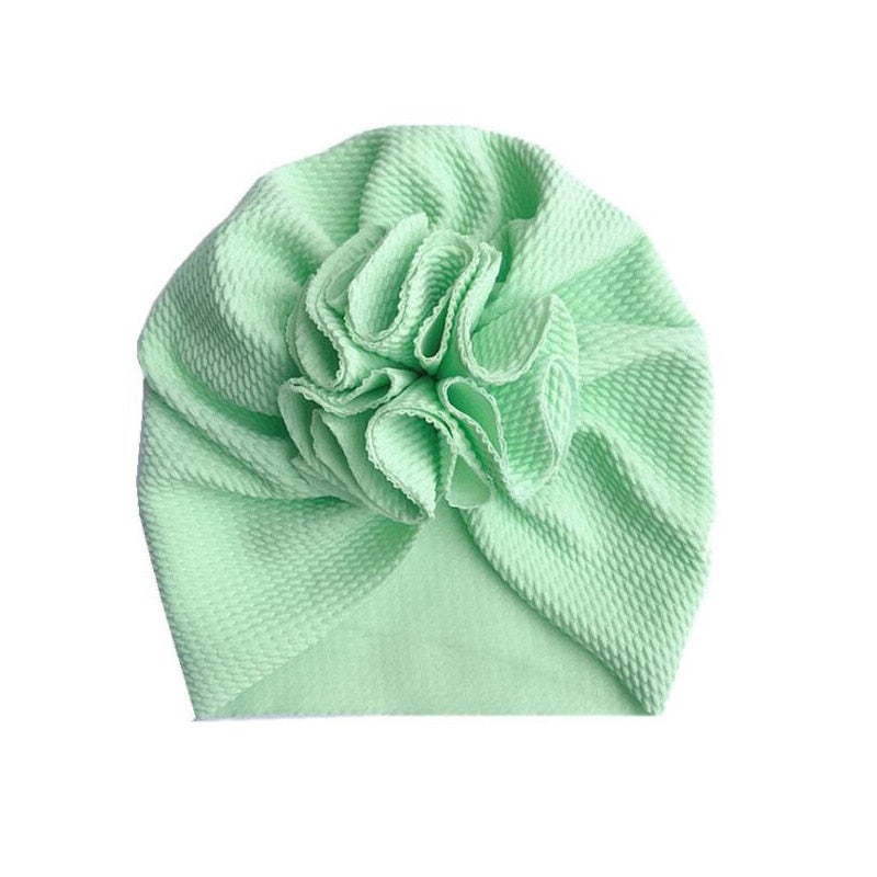 Lovely Flower Baby Turban Hat. Ruffled, soft texture for Infant, Newborn Baby, and Toddler Cap Bonnet Headwraps