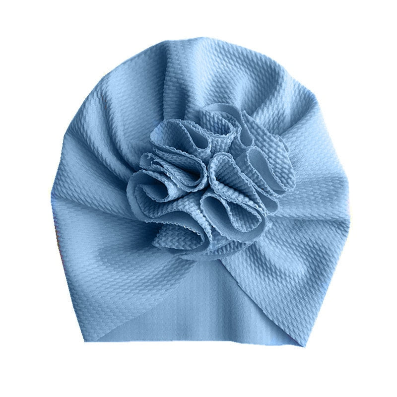 Lovely Flower Baby Turban Hat. Ruffled, soft texture for Infant, Newborn Baby, and Toddler Cap Bonnet Headwraps