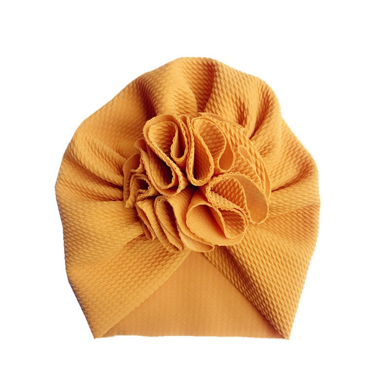 Lovely Flower Baby Turban Hat. Ruffled, soft texture for Infant, Newborn Baby, and Toddler Cap Bonnet Headwraps