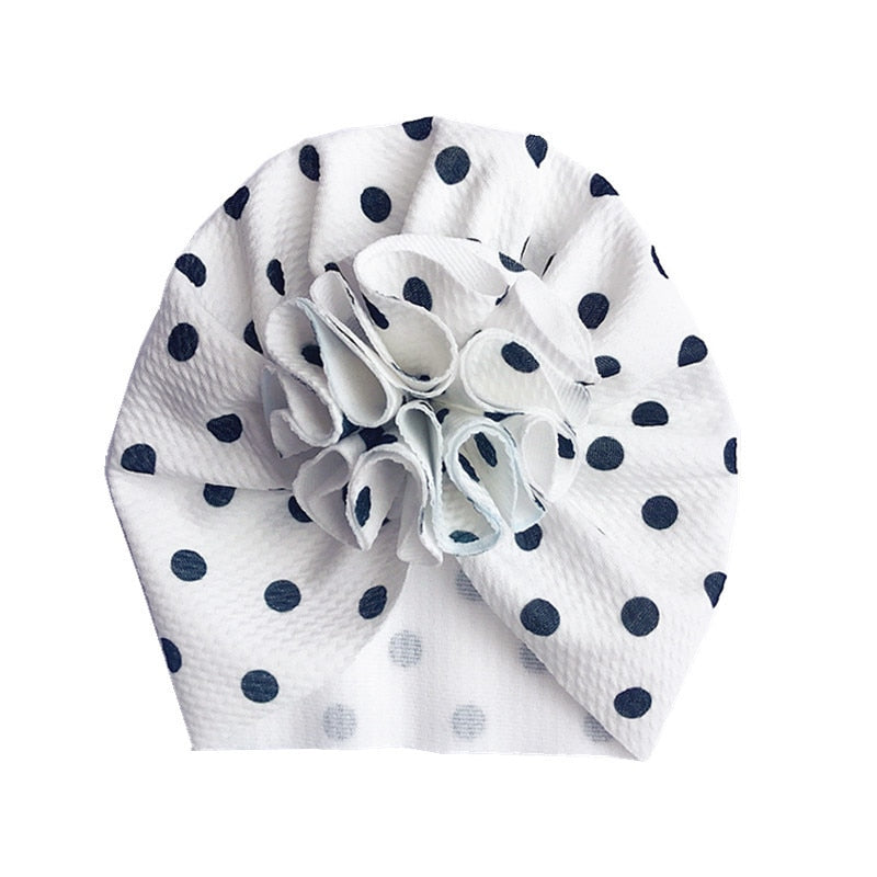 Lovely Flower Baby Turban Hat. Ruffled, soft texture for Infant, Newborn Baby, and Toddler Cap Bonnet Headwraps