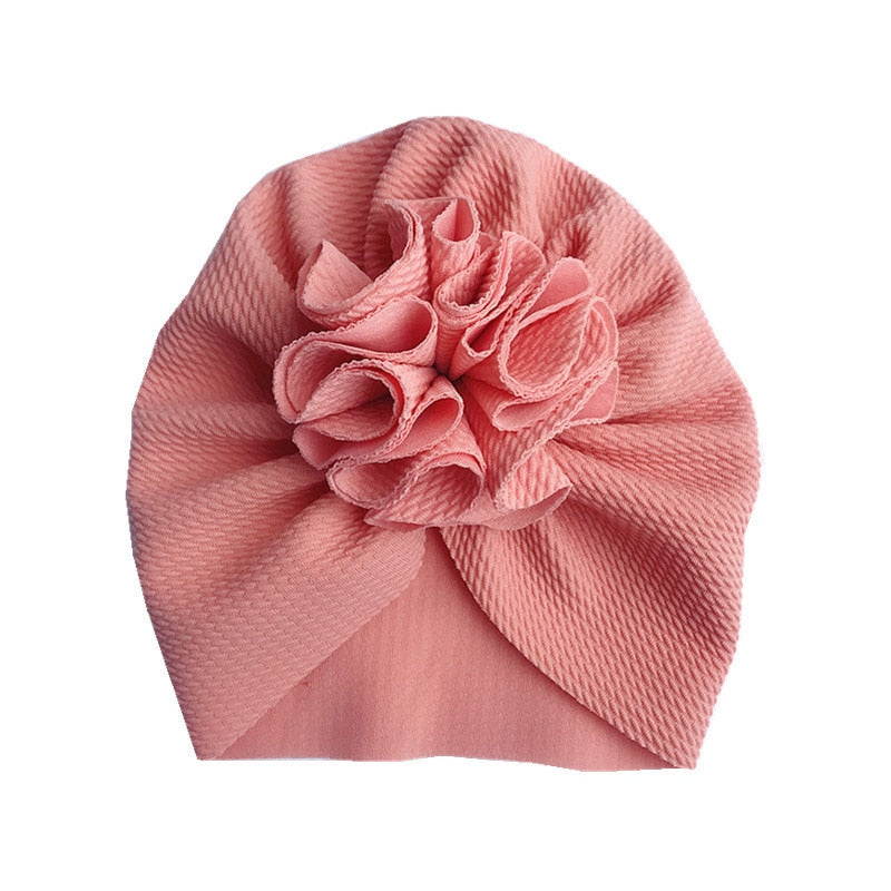 Lovely Flower Baby Turban Hat. Ruffled, soft texture for Infant, Newborn Baby, and Toddler Cap Bonnet Headwraps