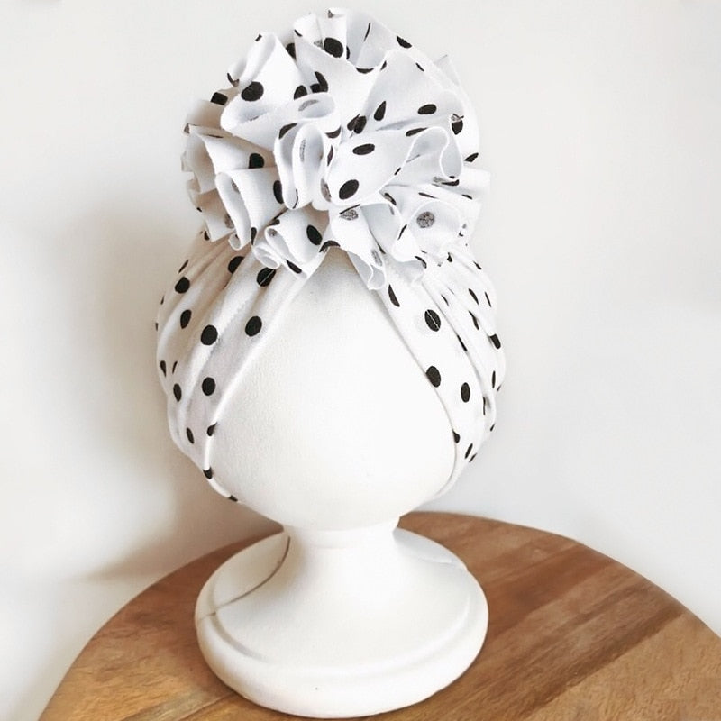 Lovely Flower Baby Turban Hat. Ruffled, soft texture for Infant, Newborn Baby, and Toddler Cap Bonnet Headwraps