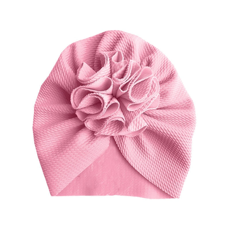Lovely Flower Baby Turban Hat. Ruffled, soft texture for Infant, Newborn Baby, and Toddler Cap Bonnet Headwraps