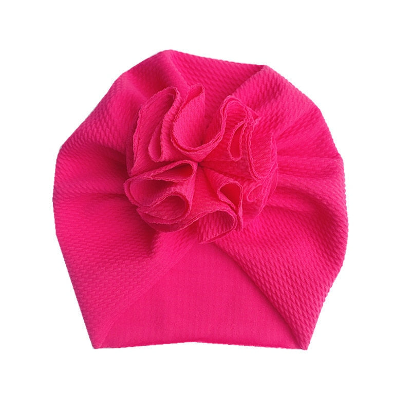 Lovely Flower Baby Turban Hat. Ruffled, soft texture for Infant, Newborn Baby, and Toddler Cap Bonnet Headwraps