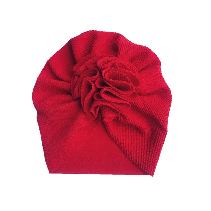 Lovely Flower Baby Turban Hat. Ruffled, soft texture for Infant, Newborn Baby, and Toddler Cap Bonnet Headwraps