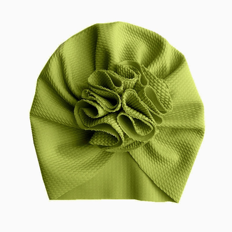 Lovely Flower Baby Turban Hat. Ruffled, soft texture for Infant, Newborn Baby, and Toddler Cap Bonnet Headwraps