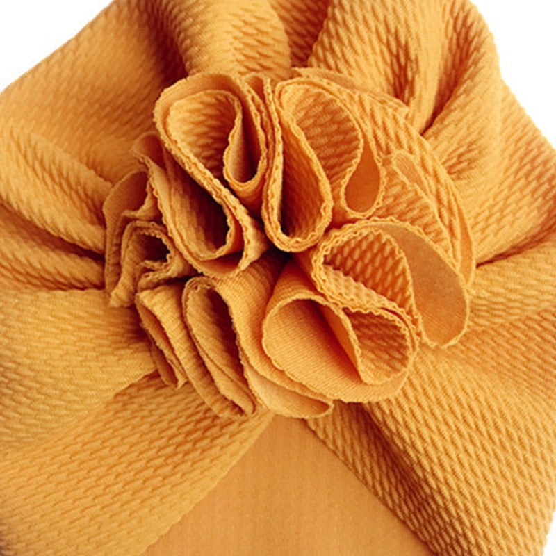 Lovely Flower Baby Turban Hat. Ruffled, soft texture for Infant, Newborn Baby, and Toddler Cap Bonnet Headwraps