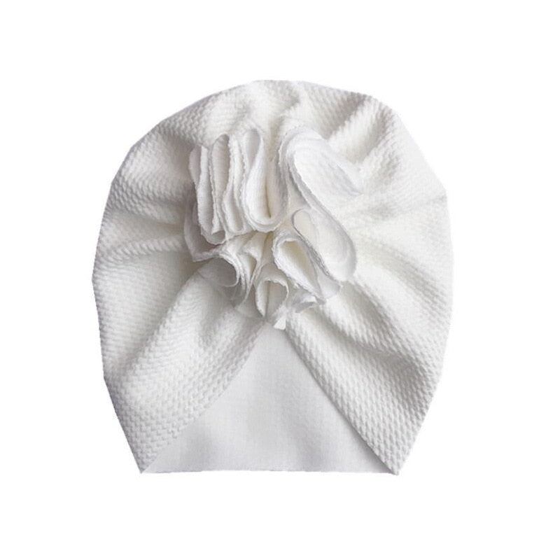 Lovely Flower Baby Turban Hat. Ruffled, soft texture for Infant, Newborn Baby, and Toddler Cap Bonnet Headwraps