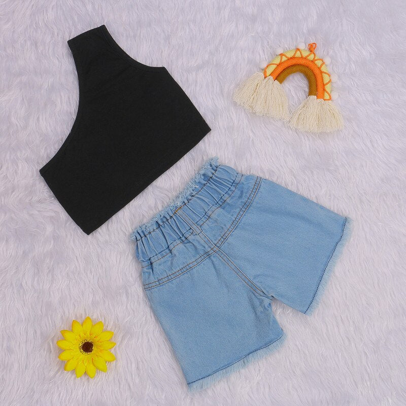 Toddler Girl's Fashion 2-piece Outfit Set, Top+ Shorts Set. Variety of colors and styles.