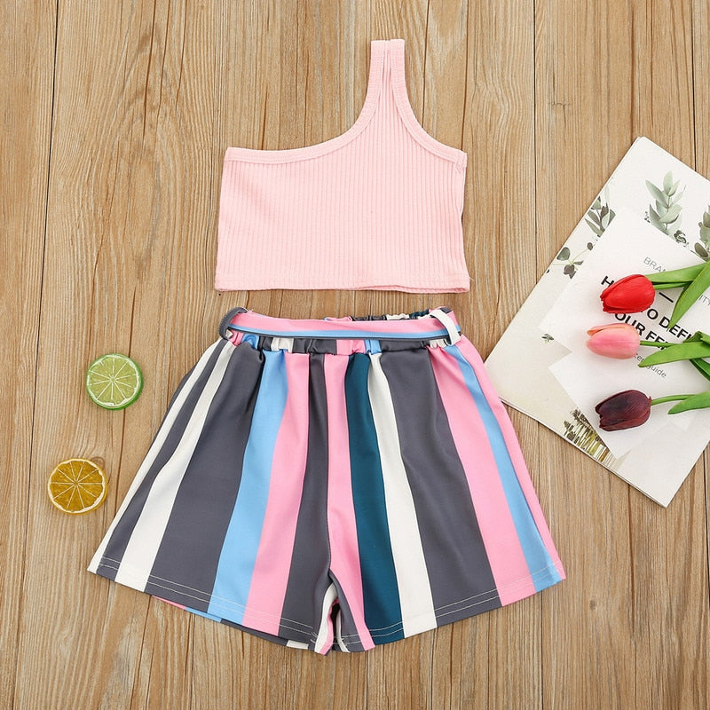 Toddler Girl's Fashion 2-piece Outfit Set, Top+ Shorts Set. Variety of colors and styles.