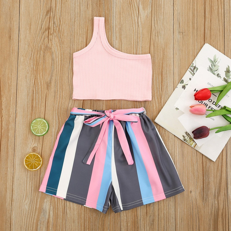 Toddler Girl's Fashion 2-piece Outfit Set, Top+ Shorts Set. Variety of colors and styles.