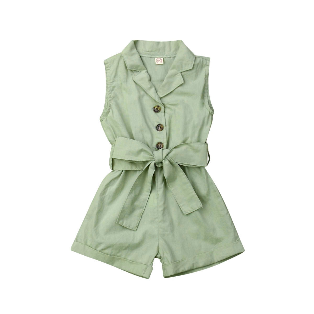 Baby Girl Sleeveless Bow-tie Waist Playsuits/Summer Sunsuit Overall