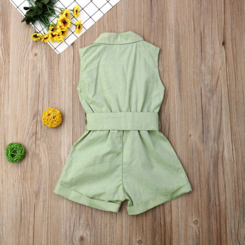 Baby Girl Sleeveless Bow-tie Waist Playsuits/Summer Sunsuit Overall