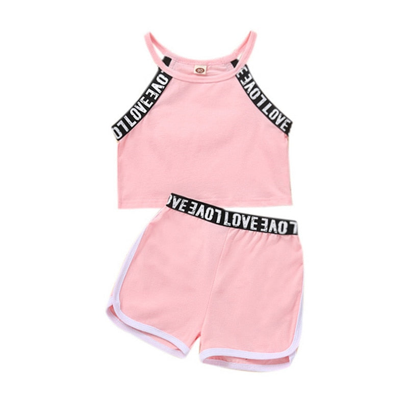 Toddler Girl's Fashion 2-piece Outfit Set, Top+ Shorts Set. Variety of colors and styles.