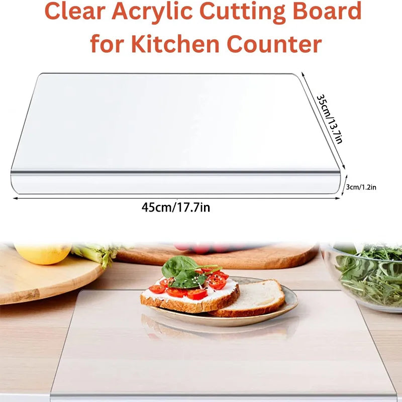 Acrylic Transparent Cutting Board With Lip Anti-slip Kitchen Cutting Chopping Boards Counter Countertop Protector Kitchen Gadget