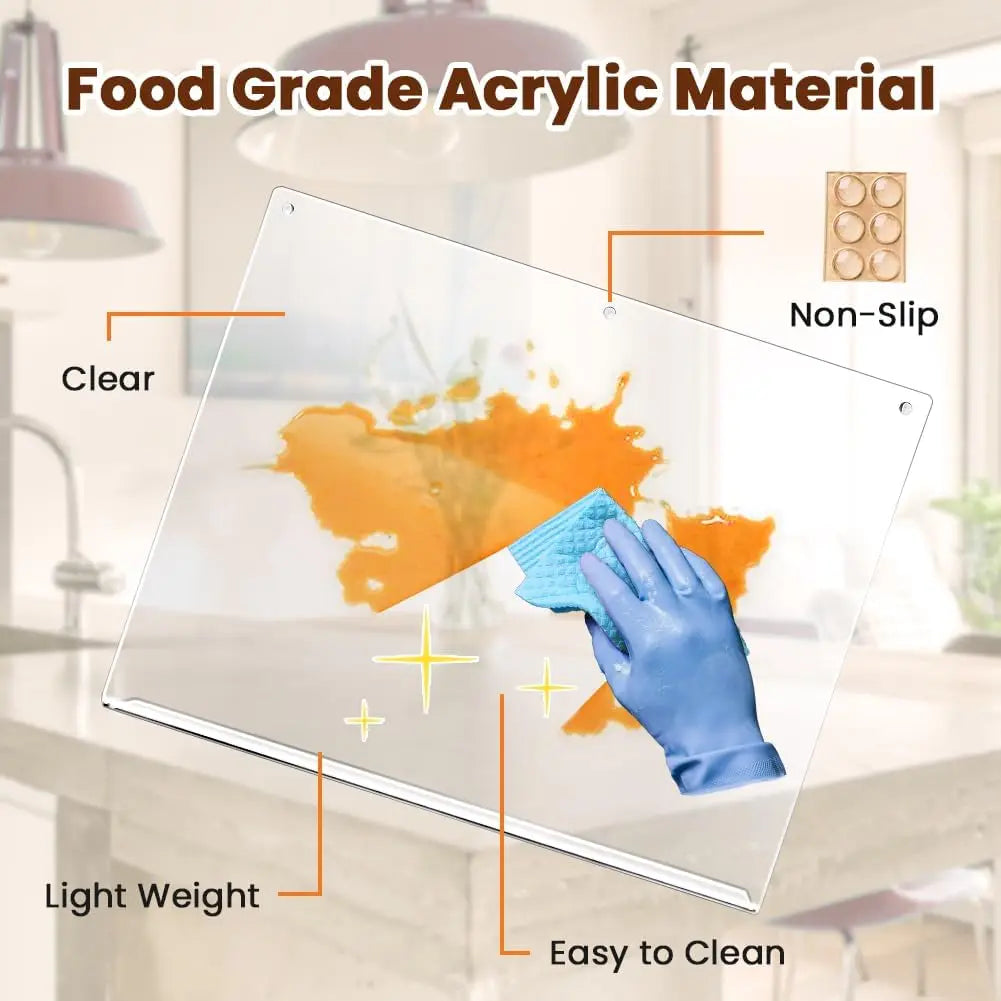 Acrylic Transparent Cutting Board With Lip Anti-slip Kitchen Cutting Chopping Boards Counter Countertop Protector Kitchen Gadget